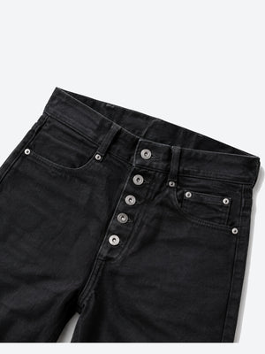 Black Grommet Jeans – button fly close-up | XoKool