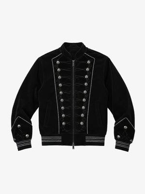 Black Hussar Jacket with Silver Braid Trim – Black, front | XoKool