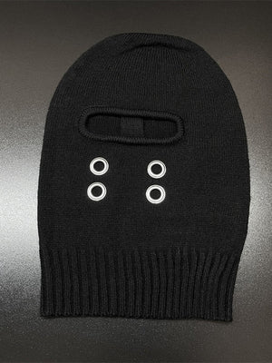 Knit ski mask – flat lay, dark background | XoKool