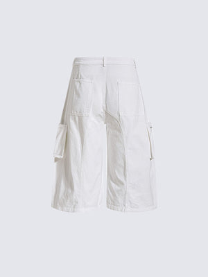 Cargoshorts zum Schnüren – Weiß, hinten flach | XoKool