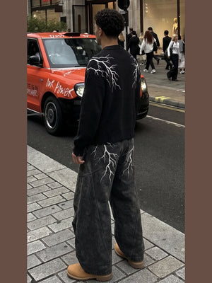 Lightning bolt sweater – street photo, on model, back | XoKool