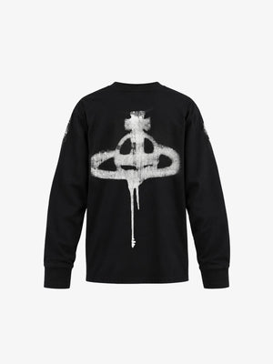 Paint drip long sleeve shirt – Black, back flat | XoKool