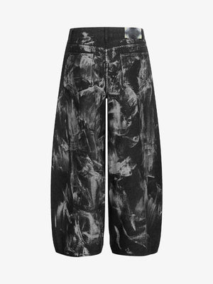 Black Painted Barrel Jeans with Studs – back view | XoKool