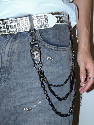 Cadena negra para pantalones con colgantes – sobre jeans, cadena con cruz concho (70 cm) | XoKool
