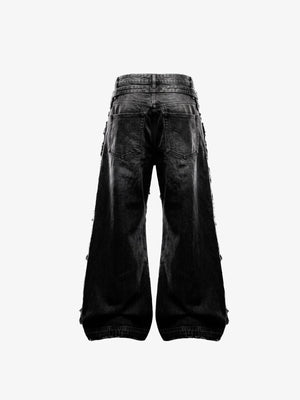 Black Shredded Jeans – back flat lay | XoKool