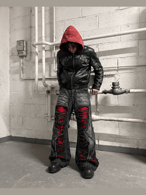 Schwarze Shredded Jeans – Lifestyle, Vorderansicht | XoKool