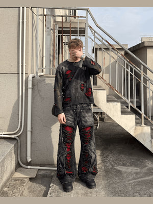 Black Shredded Jeans – street photo, front | XoKool