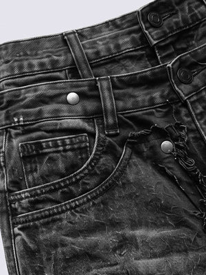 Black Shredded Jeans – waist and pocket close-up | XoKool