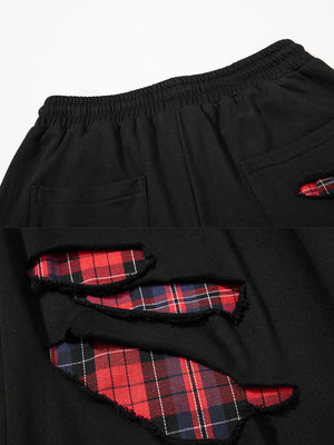 Ripped Karo Jogginghose – Gesäßtasche und Karo-Cut-out im Detail | XoKool
