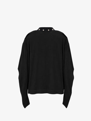 Black Stand Collar Long Sleeve Tee with Cathedral Print – back | XoKool