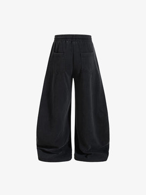 Schwarze Jogginghose mit Stern und weitem Ballonbein – Schwarz, Rückseite flach | XoKool