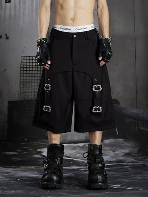 Black tailored shorts – on model, front | XoKool