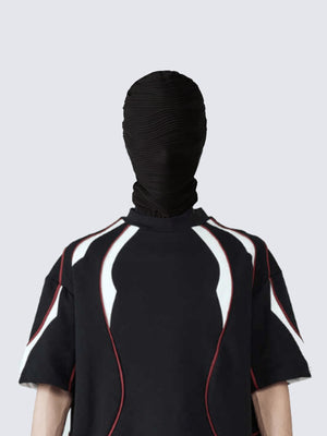 Black Textured Balaclava Full Face Mask – on model, front | XoKool