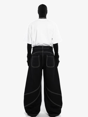 Black Tribal Jeans with White Embroidery – on model, back | XoKool
