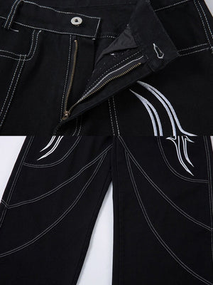 Tribal embroidered jeans – zip fly and seam close-up | XoKool