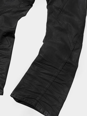 Black waxed jeans – leg seam close-up | XoKool
