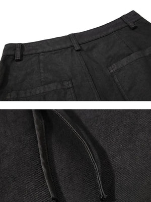 Black drawstring cargo shorts – waistband and drawstring close-up | XoKool