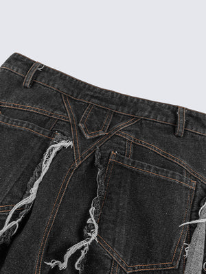 Black frayed jeans – back yoke close-up | XoKool