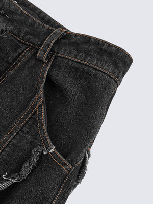 Black frayed jeans – pocket close-up | XoKool