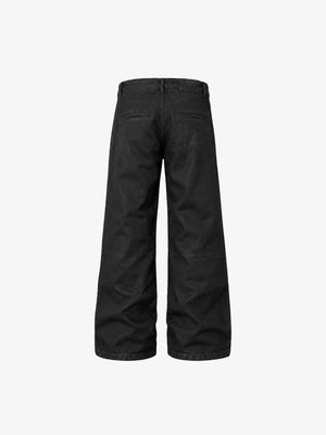 Schwarze Wide Leg Jeans mit Knie-Patches – Rückseite, flach ausgelegt | XoKool