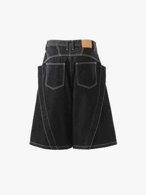 Jorts negros de pierna ancha con costuras blancas en contraste – espalda plana | XoKool