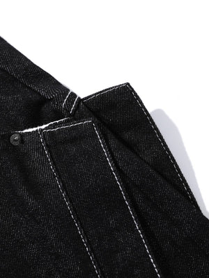 Jorts negros de pierna ancha – detalle de costuras del bolsillo lateral | XoKool