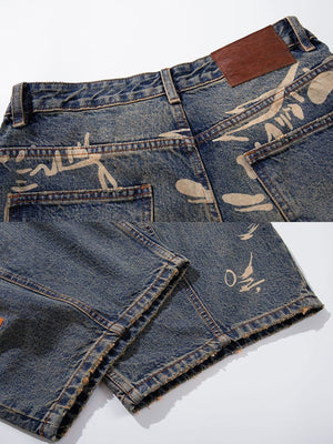 Bleached graffiti jeans – back patch and hem close-up | XoKool