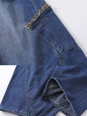 Cargo Jeans mit Leopardenbesatz – Collage aus Leopardenbesatz und Beinschlitz am Saum | XoKool