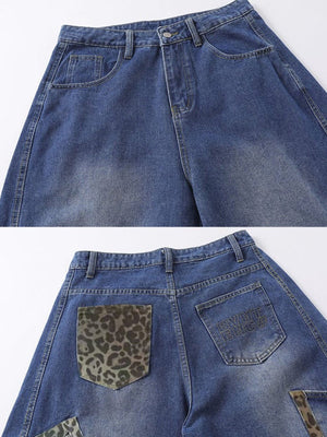 Cargo Jeans mit Leopardenbesatz – Collage aus Bund und Leopardenmuster an der Gesäßtasche | XoKool