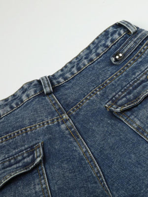 Studded strap barrel jeans – back flap pocket close-up | XoKool