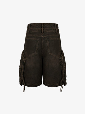 Shorts cargo marrón oscuro – marrón oscuro, trasera en plano | XoKool