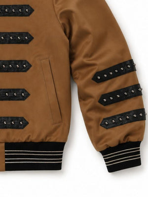Studded military bomber – sleeve studs and cuff close-up | XoKool