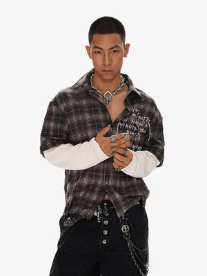 Layered plaid shirt – on model, front | XoKool