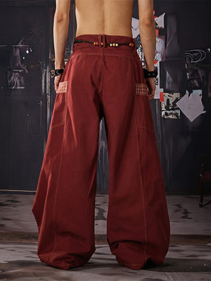 Wide Leg Hose – Ziegelrot, am Model im Studio, Rückseite | XoKool