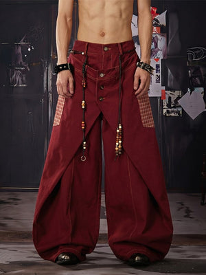 Wide leg pants – Brick Red, on model studio front | XoKool