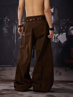 Wide leg pants – Brown, on model studio back | XoKool