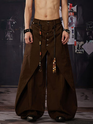 Wide leg pants – Brown, on model studio front | XoKool