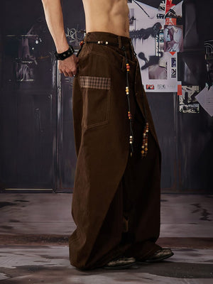 Wide leg pants – Brown, on model studio side | XoKool