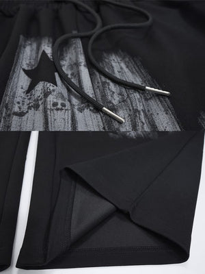 Jogginghose mit Farbprint – Schwarz, Detailaufnahme Kordel und Saum | XoKool