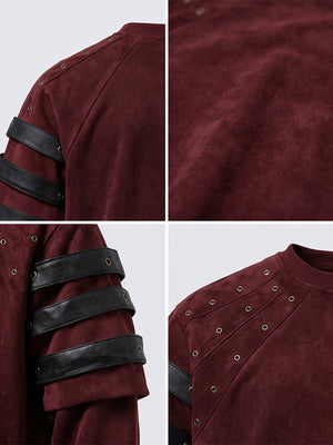 Burgundy Layered Longsleeve mit Kunstleder-Riemen – Stoff, Riemen und Ösen im Detail | XoKool