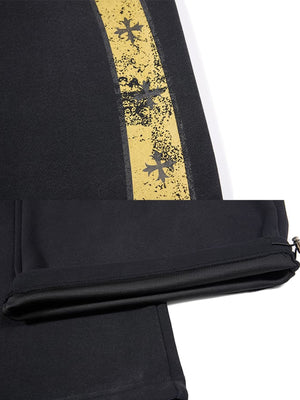 Back Graphic Sweatpants – cross band and hem close-up | XoKool