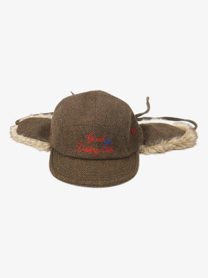Retro Tweed Plush Earflap Embroidered Letter Cap - thumbnail 9