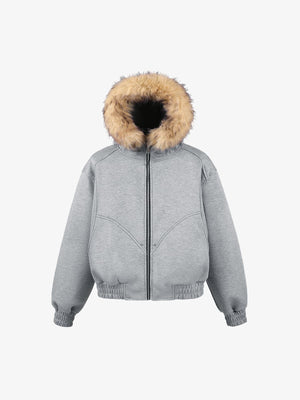 Vintage Patchwork Fur Hooded Cotton Jacket - thumbnail 1