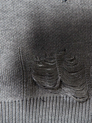 Vintage Spray-Painted Cross Hole Knit Sweater - thumbnail 6