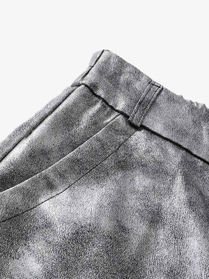Retro Silver Loose Metallic Straight Pants - thumbnail 3