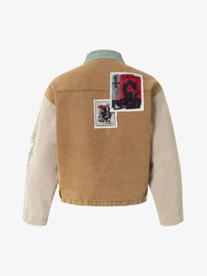 Punk Retro Collage Print Distressed Heavy Jacket - thumbnail 4