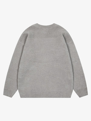 Embroidered Letter Knit Sweater - thumbnail 3
