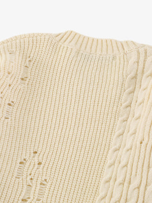 Cable Knit Crochet Hole Sweater - thumbnail 8