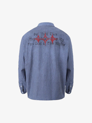 Streetwear Red Star Striped Long Sleeve Shirt - thumbnail 2