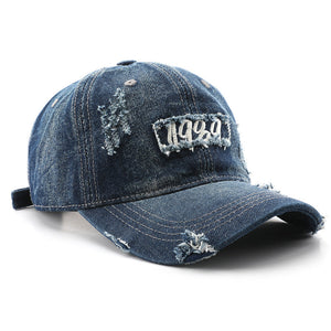 1989 Embroidery Distressed Denim Baseball Cap - thumbnail 4